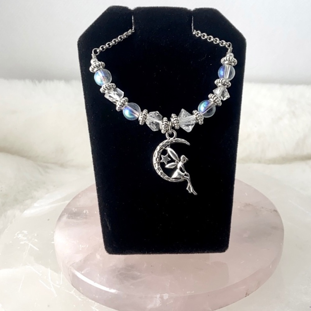 Fairy necklace earrings .Genuine Herkimer diamonds (4) crystal fairy silver set - Picture 4 of 14